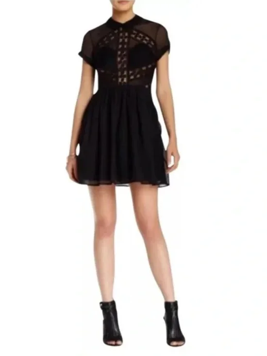 Free People "All That Talk" Mini Black Dress in size 4 EUC - Picture 4 of 17